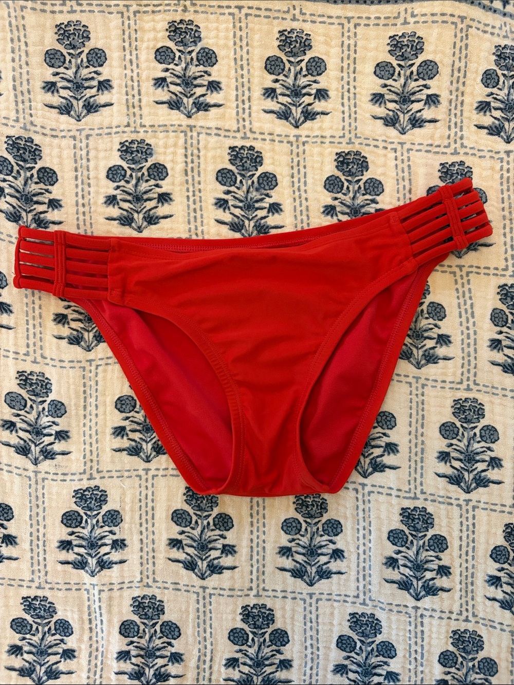 Red Bikini Bottoms with Strappy Sides